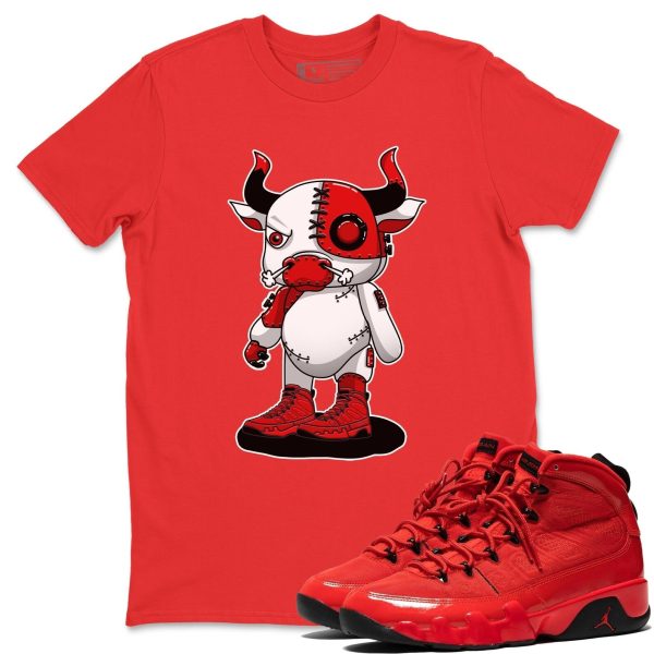 Cyborg Bull - Casual Unisex Cotton Sneaker T-Shirt To Match 9s Chile Red Jezsport.com