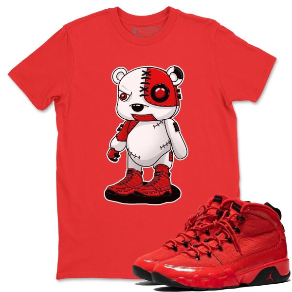 Cyborg Bear - Casual Unisex Cotton Sneaker T-Shirt To Match 9s Chile Red Jezsport.com