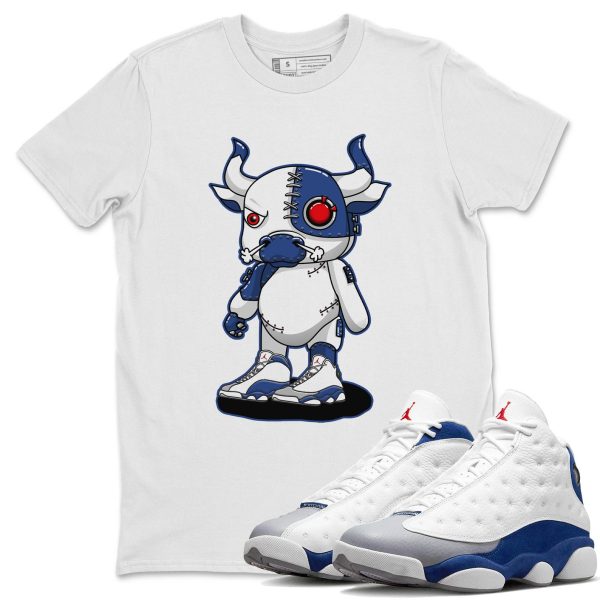 Cyborg Bull Sneaker Tee - Casual Unisex Cotton Sneaker T-Shirt To Match 13s French Blue Jezsport.com