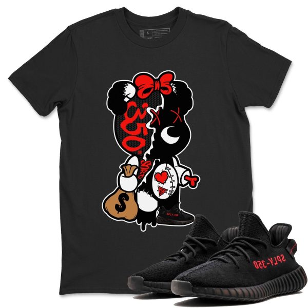 Stitched Hustle Bear Unisex Crew Neck Sneaker Matching Tee Shirt To Match Yeezys 350 Bred Jezsport.com