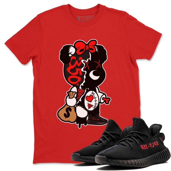 Stitched Hustle Bear Unisex Crew Neck Sneaker Matching Tee Shirt To Match Yeezys 350 Bred Jezsport.com