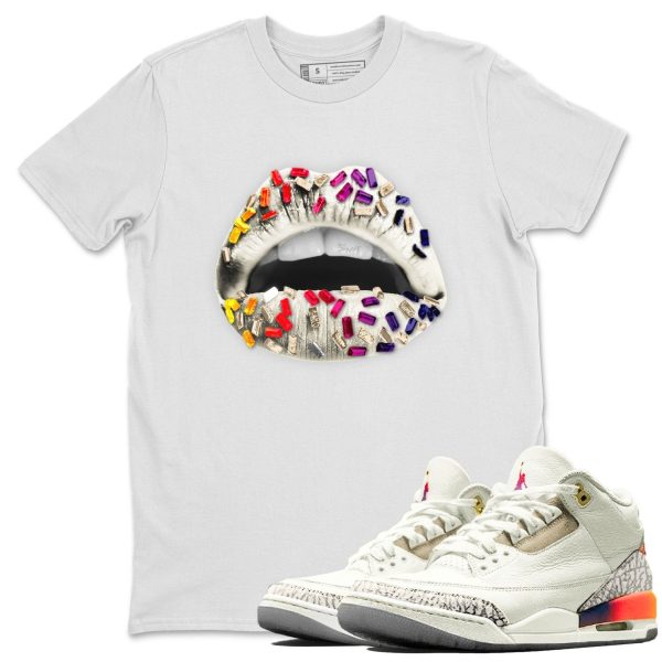 Lips Jewel Sneaker Tee - Casual Unisex Cotton Sneaker Matching T-Shirt To Match 3s X J Balvin Jezsport.com