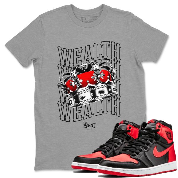 Wealth Unisex Short Sleeve Crew Neck Sneaker Tee To Match 1s Satin Bred Jezsport.com