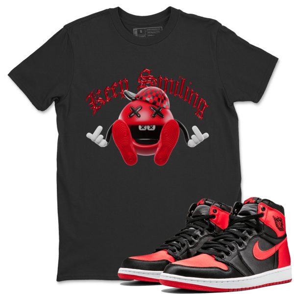 Keep Smiling Unisex Short Sleeve Crew Neck Sneaker Tee To Match 1s Satin Bred Jezsport.com