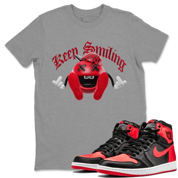 Keep Smiling Unisex Short Sleeve Crew Neck Sneaker Tee To Match 1s Satin Bred Jezsport.com