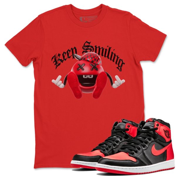 Keep Smiling Unisex Short Sleeve Crew Neck Sneaker Tee To Match 1s Satin Bred Jezsport.com