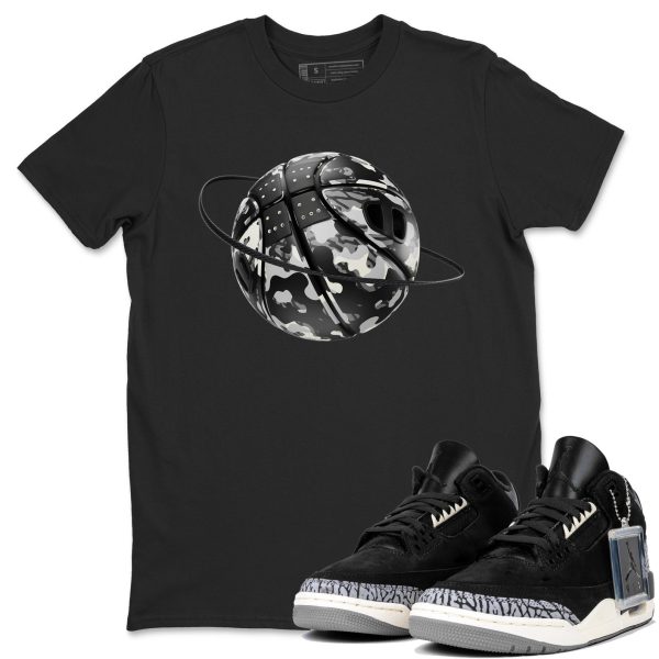 Camo Basketball Planet Unisex Crew Neck Short Sleeve Sneaker Tee - Shirt To Match 3s Off Noir Jezsport.com