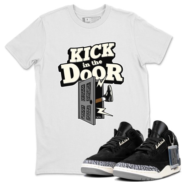 Kick In The Door Unisex Crew Neck Short Sleeve Sneaker Tee - Shirt To Match 3s Off Noir Jezsport.com