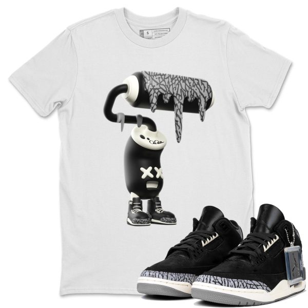 3D Paint Roller Unisex Crew Neck Short Sleeve Sneaker Tee - Shirt To Match 3s Off Noir Jezsport.com