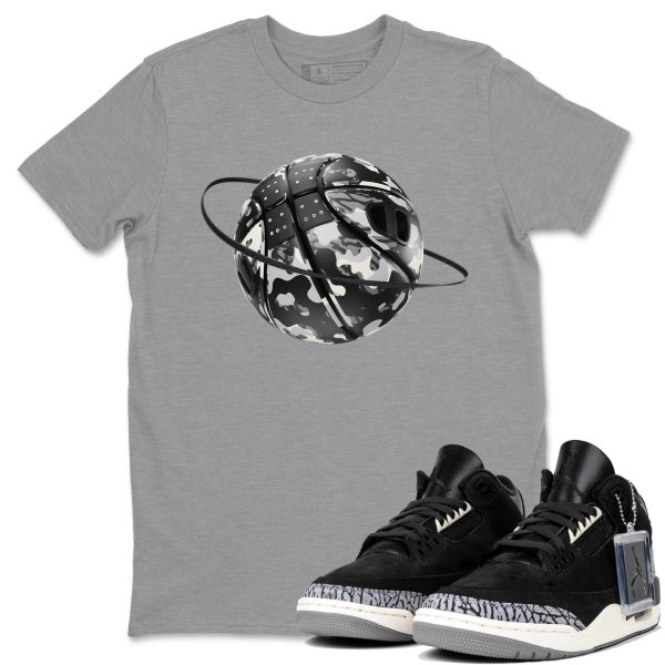 Camo Basketball Planet Unisex Crew Neck Short Sleeve Sneaker Tee - Shirt To Match 3s Off Noir Jezsport.com