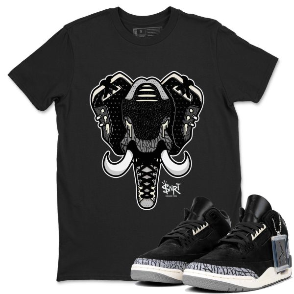 Elephant Symbol Unisex Crew Neck Short Sleeve Sneaker Tee - Shirt To Match 3s Off Noir Jezsport.com