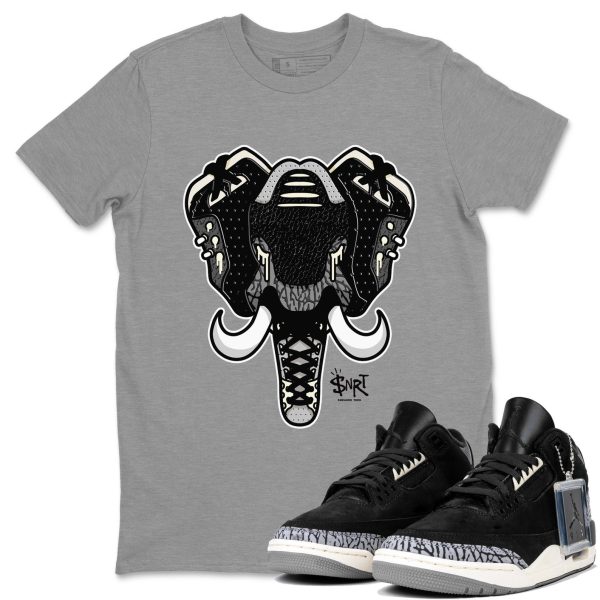 Elephant Symbol Unisex Crew Neck Short Sleeve Sneaker Tee - Shirt To Match 3s Off Noir Jezsport.com