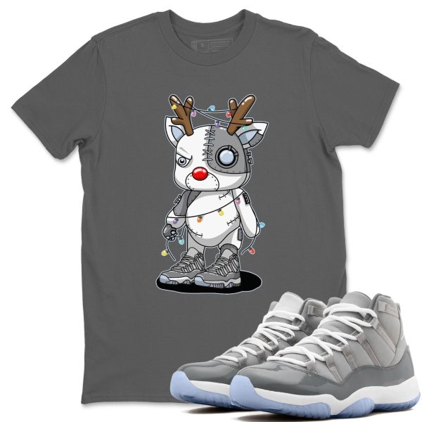 Cyborg Reindeer Unisex Short Sleeve Sneaker Tee - Shirt To Match 11s Retro Cool Grey Jezsport.com