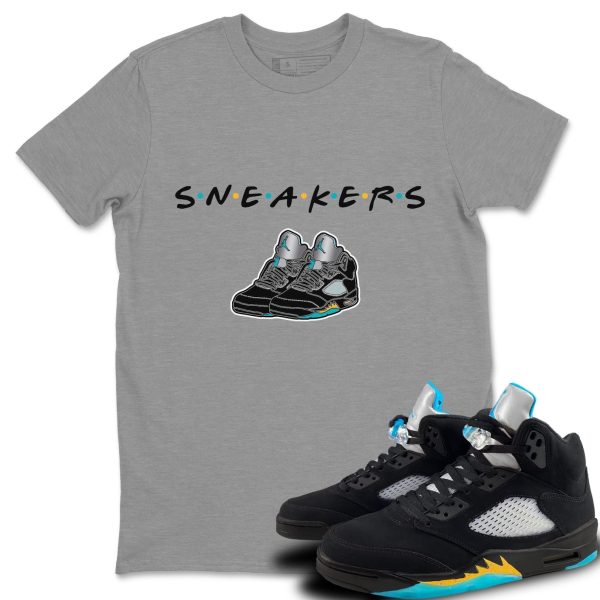 Sneakers Unisex Short Sleeve Sneaker Tee - Shirt To Match 5s Retro Aqua Jezsport.com