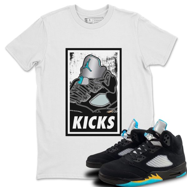 KICKS Unisex Short Sleeve Sneaker Tee - Shirt To Match 5s Retro Aqua Jezsport.com