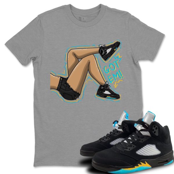 Got Em Legs Unisex Short Sleeve Sneaker Tee - Shirt To Match 5s Retro Aqua Jezsport.com