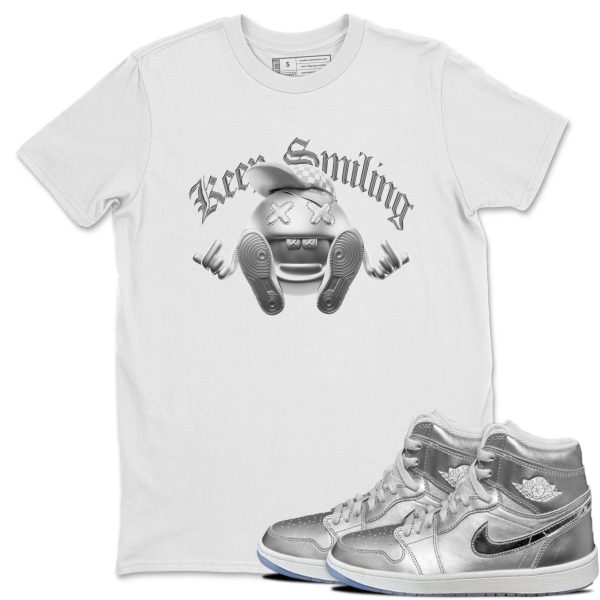 Keep Smiling Sneaker Tee - Casual Unisex Cotton Sneaker T-Shirt To Match 1s Gift Giving AJ1 Silver Jezsport.com