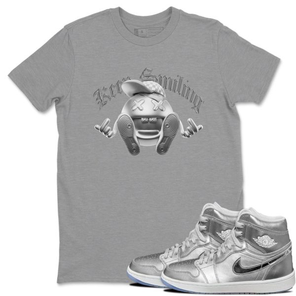 Keep Smiling Sneaker Tee - Casual Unisex Cotton Sneaker T-Shirt To Match 1s Gift Giving AJ1 Silver Jezsport.com