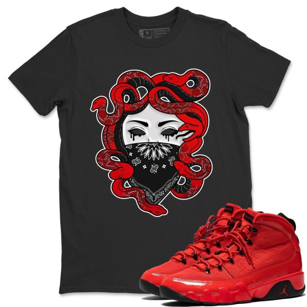 Medusa Sneaker Tee - Casual Unisex Cotton Sneaker T-Shirt To Match 9s Chile Red Jezsport.com