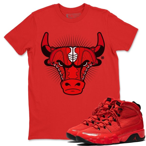 Sneaker Bull Head Sneaker Tee - Casual Unisex Cotton Sneaker T-Shirt To Match 9s Chile Red Jezsport.com