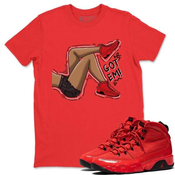 Got Em Legs - Casual Unisex Cotton Sneaker T-Shirt To Match 9s Chile Red Jezsport.com