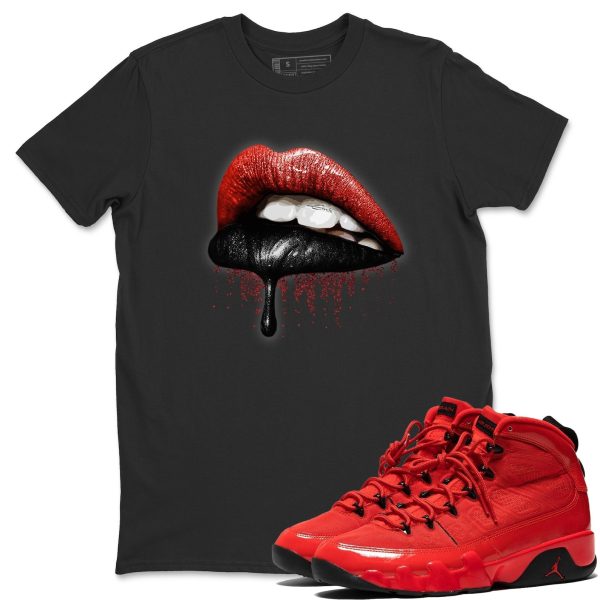 Dripping Lips - Casual Unisex Cotton Sneaker T-Shirt To Match 9s Chile Red Jezsport.com