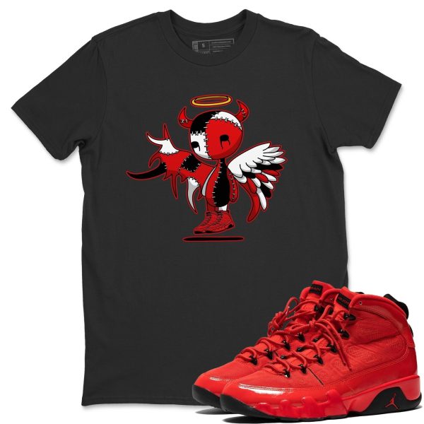 Devil Angel - Casual Unisex Cotton Sneaker T-Shirt To Match 9s Chile Red Jezsport.com