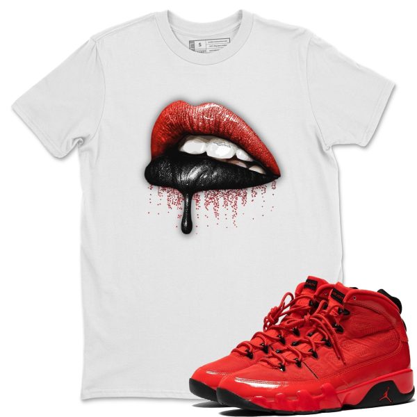 Dripping Lips - Casual Unisex Cotton Sneaker T-Shirt To Match 9s Chile Red Jezsport.com