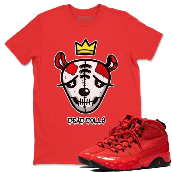 Dead Dolls Face - Casual Unisex Cotton Sneaker T-Shirt To Match 9s Chile Red Jezsport.com