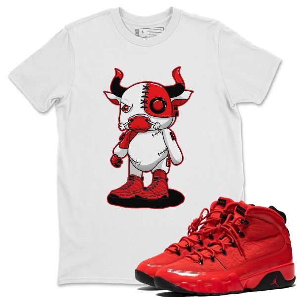 Cyborg Bull - Casual Unisex Cotton Sneaker T-Shirt To Match 9s Chile Red Jezsport.com