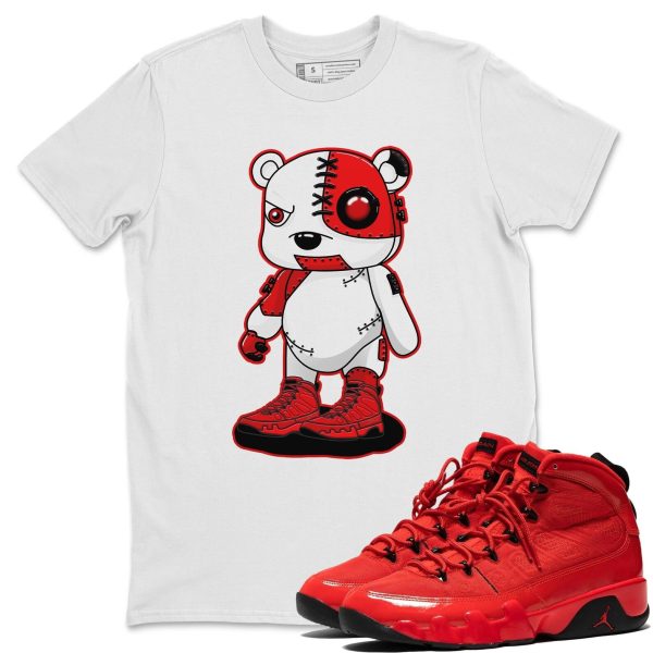 Cyborg Bear - Casual Unisex Cotton Sneaker T-Shirt To Match 9s Chile Red Jezsport.com