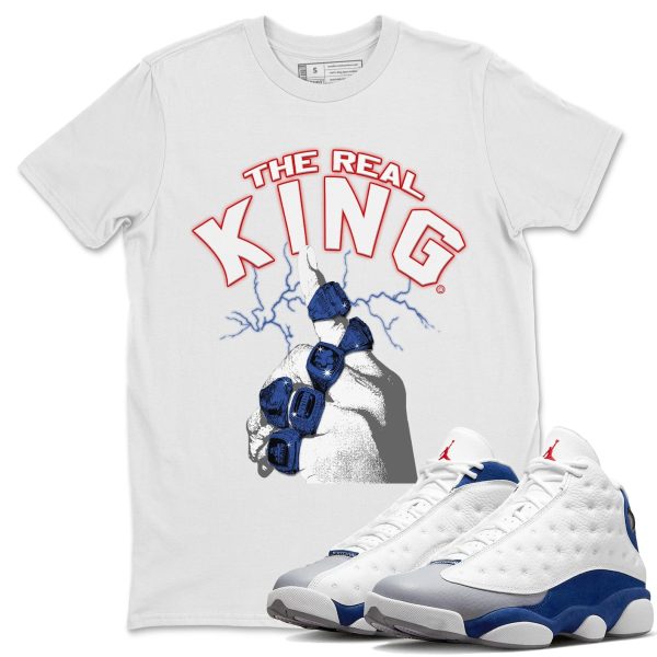 The Real King Sneaker Tee - Casual Unisex Cotton Sneaker T-Shirt To Match 13s French Blue Jezsport.com