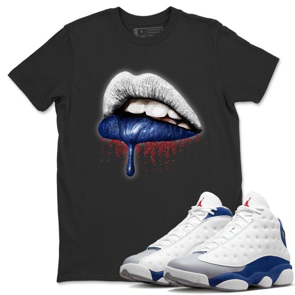 Dripping Lips Sneaker Tee - Casual Unisex Cotton Sneaker T-Shirt To Match 13s French Blue Jezsport.com