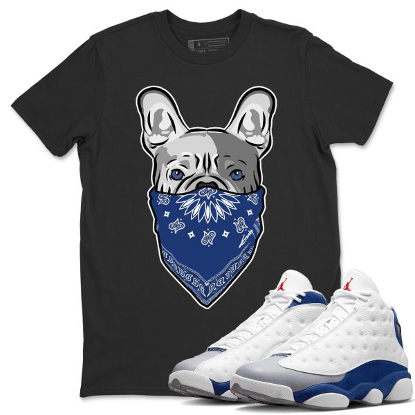 French Bulldog Bandana Sneaker Tee - Casual Unisex Cotton Sneaker T-Shirt To Match 13s French Blue Jezsport.com