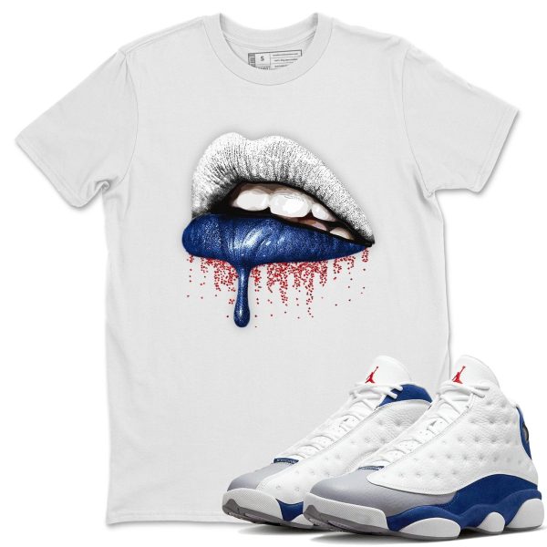 Dripping Lips Sneaker Tee - Casual Unisex Cotton Sneaker T-Shirt To Match 13s French Blue Jezsport.com