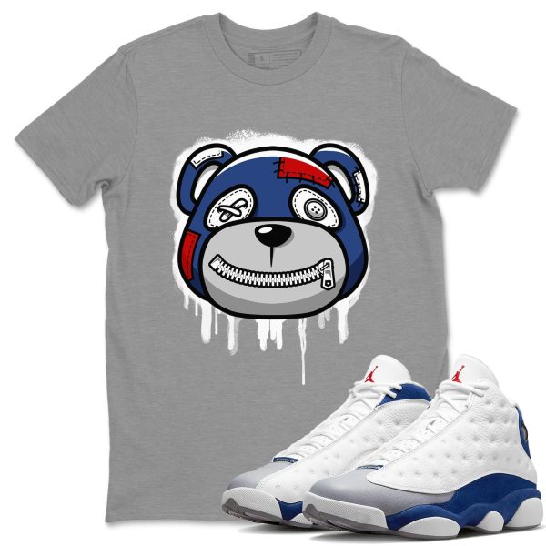 Bear Face Sneaker Tee - Casual Unisex Cotton Sneaker T-Shirt To Match 13s French Blue Jezsport.com