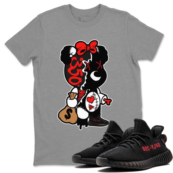 Stitched Hustle Bear Unisex Crew Neck Sneaker Matching Tee Shirt To Match Yeezys 350 Bred Jezsport.com