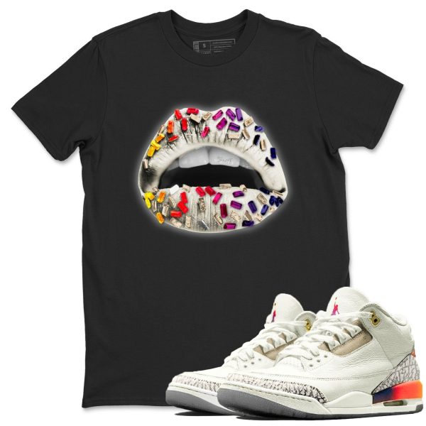 Lips Jewel Sneaker Tee - Casual Unisex Cotton Sneaker Matching T-Shirt To Match 3s X J Balvin Jezsport.com