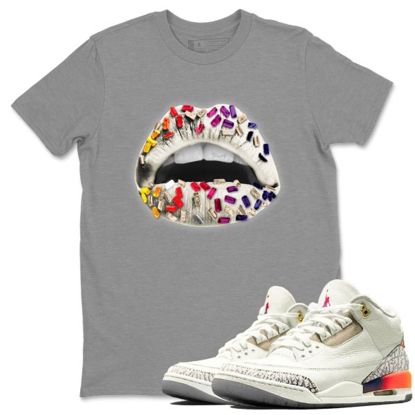 Lips Jewel Sneaker Tee - Casual Unisex Cotton Sneaker Matching T-Shirt To Match 3s X J Balvin Jezsport.com