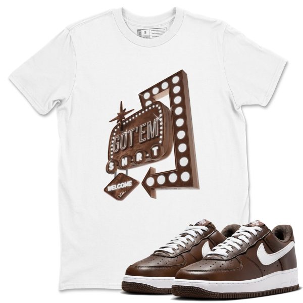 Retro Neon Sign Sneaker Tee - Casual Unisex Cotton Sneaker T-Shirt To Match Air Force 1 Chocolate Jezsport.com