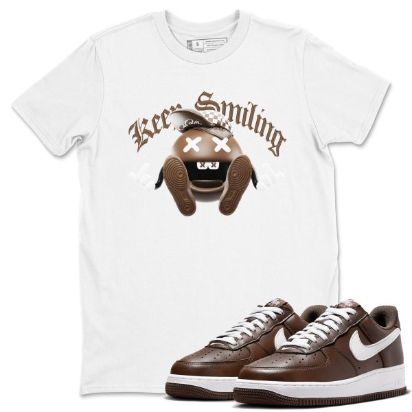 Keep Smiling Sneaker Tee - Casual Unisex Cotton Sneaker T-Shirt To Match Air Force 1 Chocolate Jezsport.com