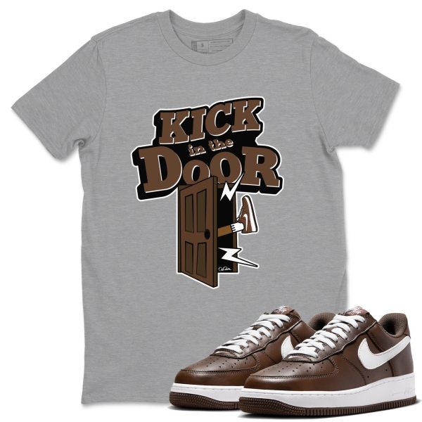 Kick In The Door Sneaker Tee - Casual Unisex Cotton Sneaker T-Shirt To Match Air Force 1 Chocolate Jezsport.com