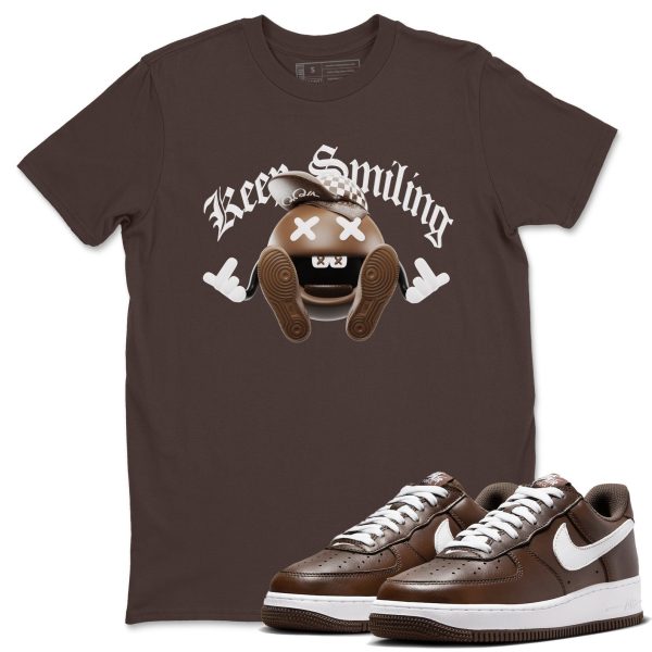 Keep Smiling Sneaker Tee - Casual Unisex Cotton Sneaker T-Shirt To Match Air Force 1 Chocolate Jezsport.com