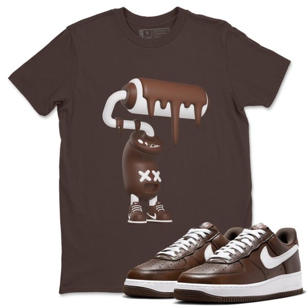 3D Paint Roller Sneaker Tee - Casual Unisex Cotton Sneaker T-Shirt To Match Air Force 1 Chocolate Jezsport.com