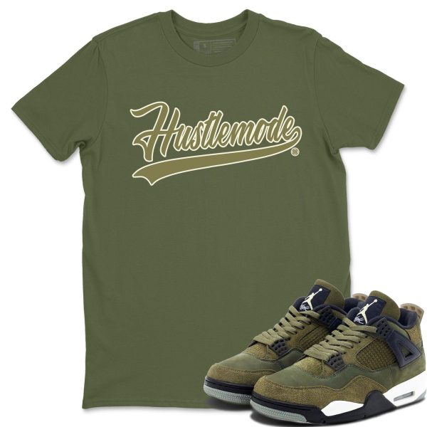 Hustle Mode Unisex Crew Neck Sneaker Matching Tee Shirt To Match 4s Craft Olive Jezsport.com