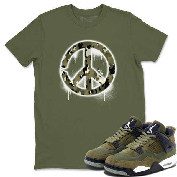 Peace Sign Unisex Crew Neck Sneaker Matching Tee Shirt To Match 4s Craft Olive Jezsport.com