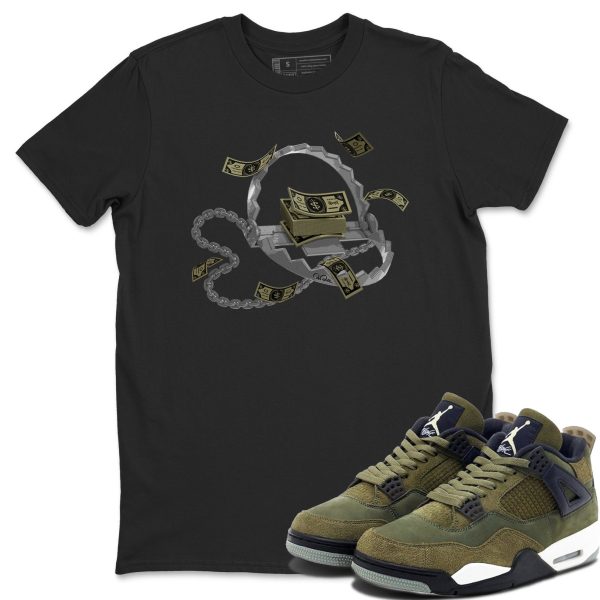 Trap Money Unisex Crew Neck Sneaker Matching Tee Shirt To Match 4s Craft Olive Jezsport.com