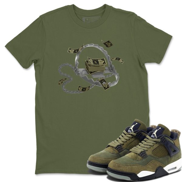 Trap Money Unisex Crew Neck Sneaker Matching Tee Shirt To Match 4s Craft Olive Jezsport.com