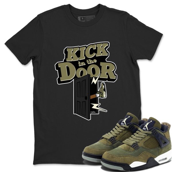 Kick In The Door Unisex Crew Neck Sneaker Matching Tee Shirt To Match 4s Craft Olive Jezsport.com