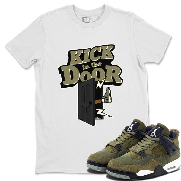 Kick In The Door Unisex Crew Neck Sneaker Matching Tee Shirt To Match 4s Craft Olive Jezsport.com